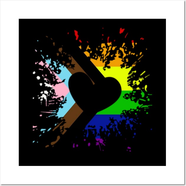 Pride Progress Flag Rainbow Flag Heart For Inclusivity Wall Art by PowderShot